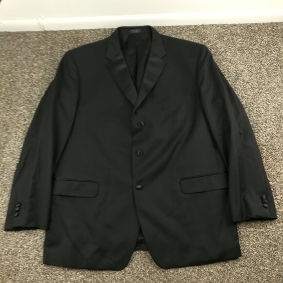 Jones New York Tuxedo Suit Wool 48R Three Button Black 38x31 - Picture 2 of 16